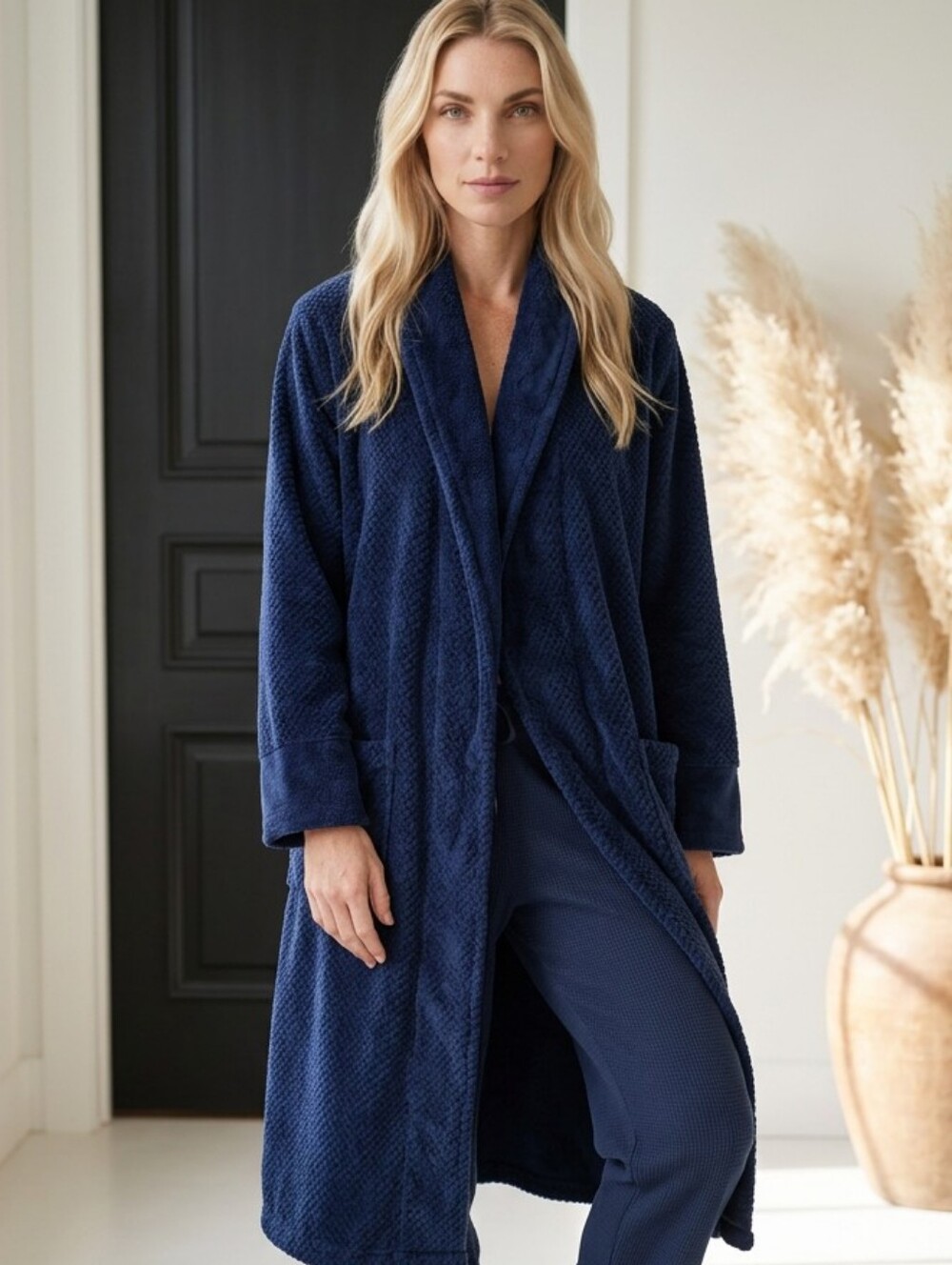 Dearfoams Royal Blue Robe w Pockets Sz M